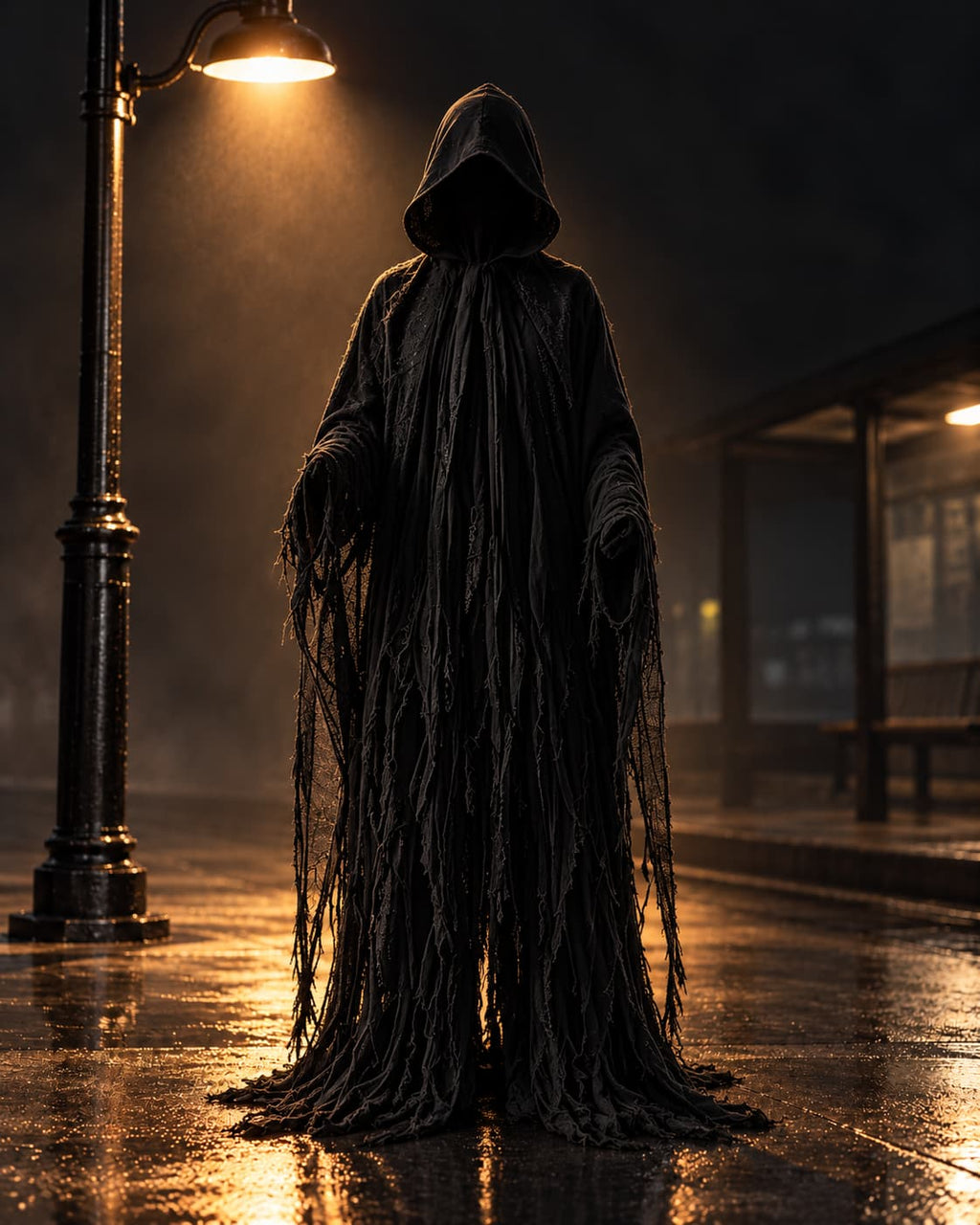 Peleryna Halloween z Kapturem Postrzępiona Męska