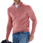 Pánský svetr se stojáčkem a krátkým zipem