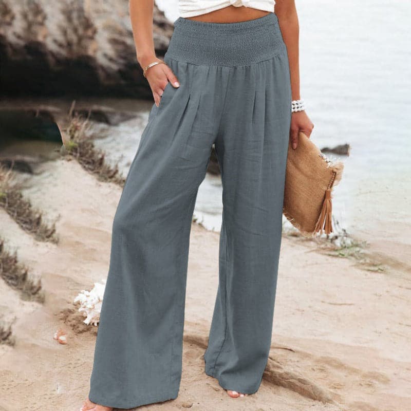 Spodnie Palazzo z Marszczonym Pasem Damskie