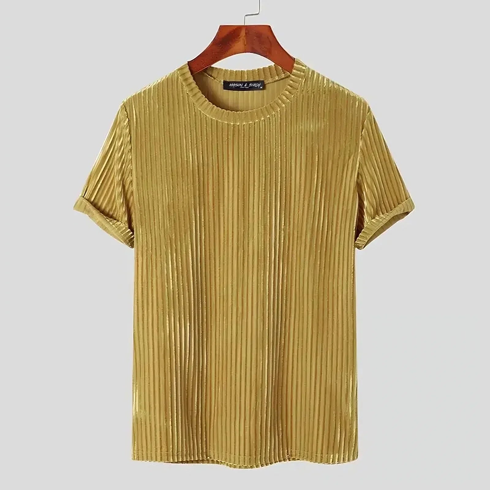 Prążkowany Dzianinowy T-shirt Damski