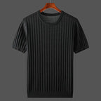 Ribbet T-shirt med korte ærmer til mænd