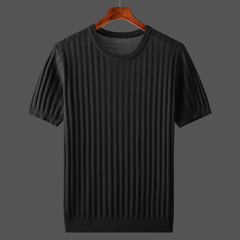 Ribbet T-shirt med korte ærmer til mænd