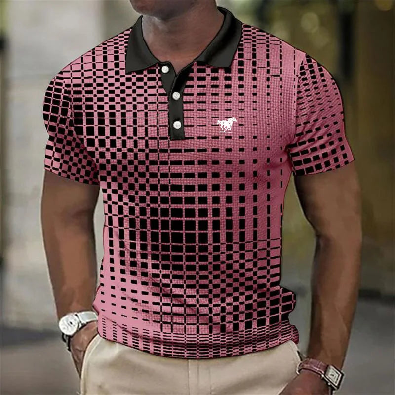 Geometrické pánské polo tričko