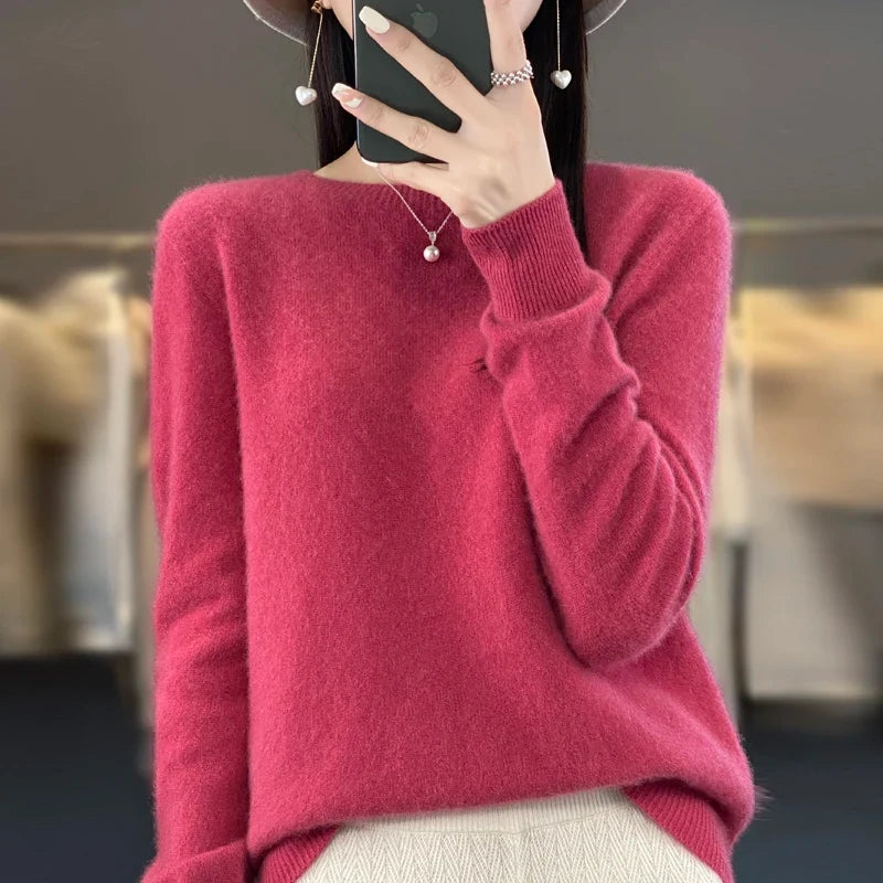 Sweter z Okrągłym Dekoltem Damski