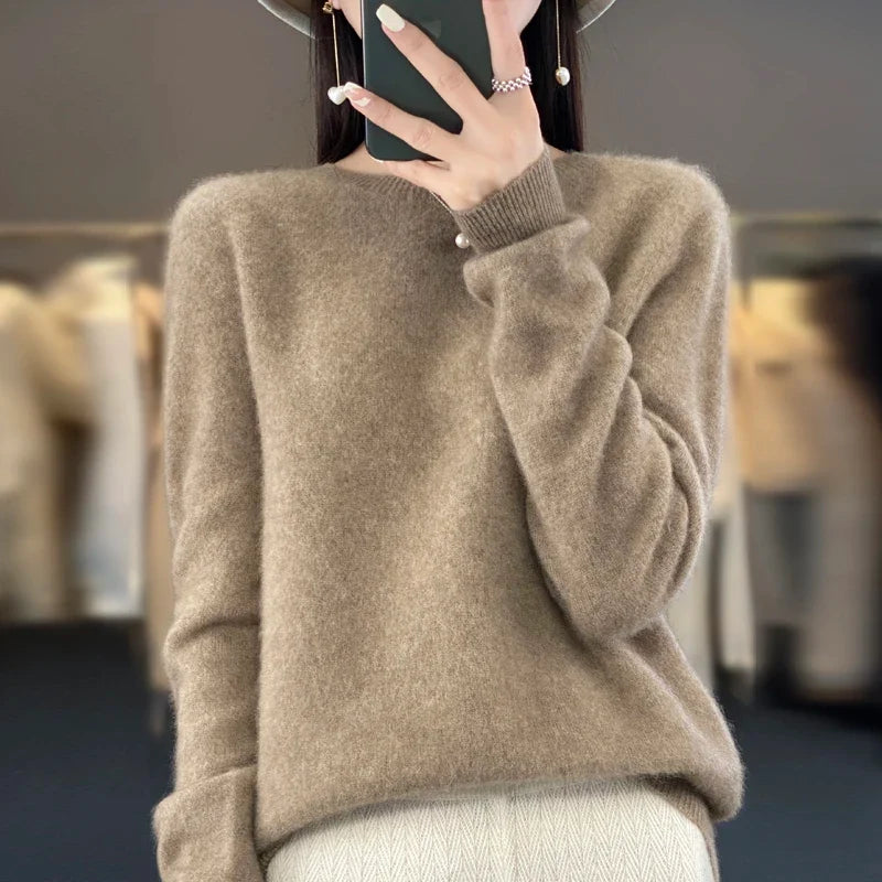 Sweter z Okrągłym Dekoltem Damski