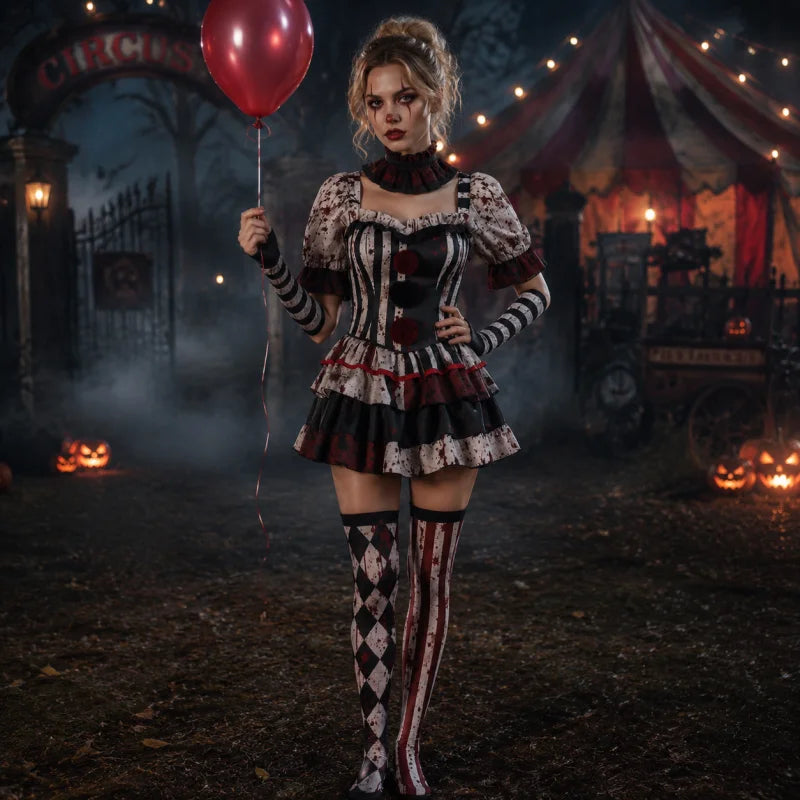 Kostium Klauna Grozy Na Halloween Damski