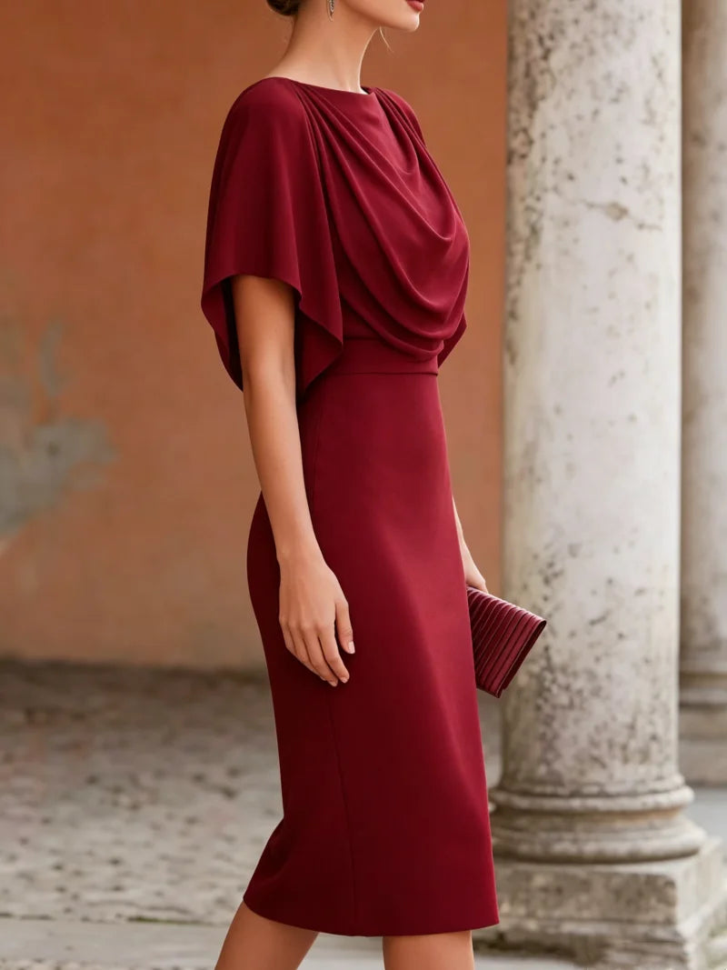 Rochie midi elegantă cu drapaj pentru femei