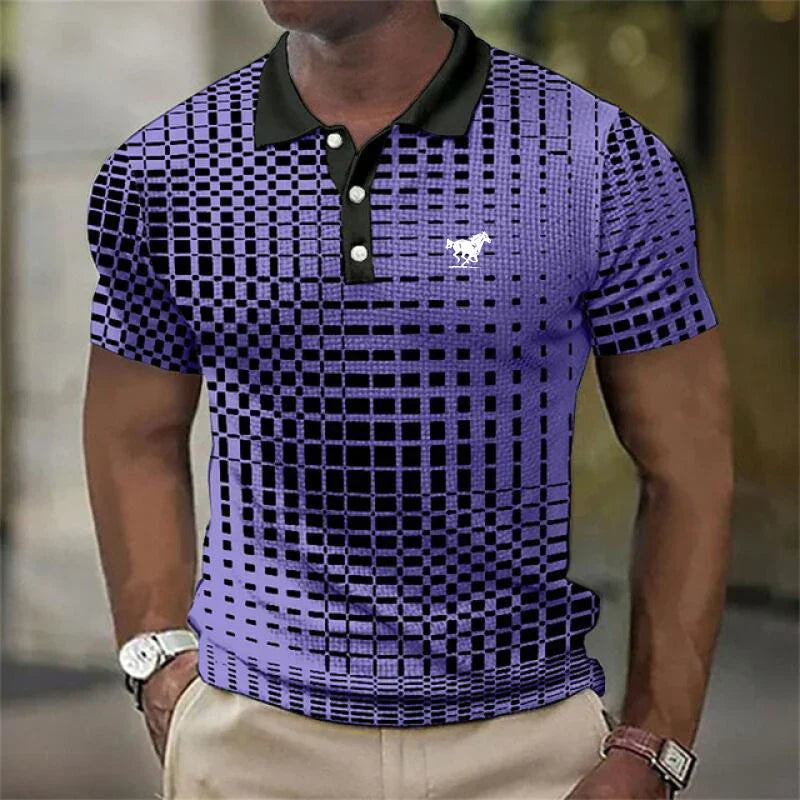Geometrické pánské polo tričko