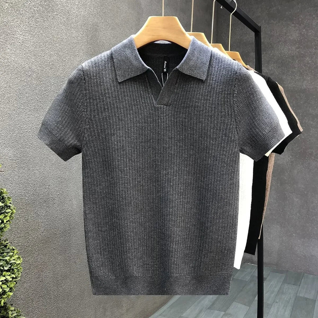 Herre strikket polo-shirt