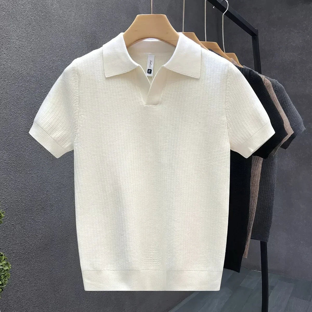 Herre strikket polo-shirt