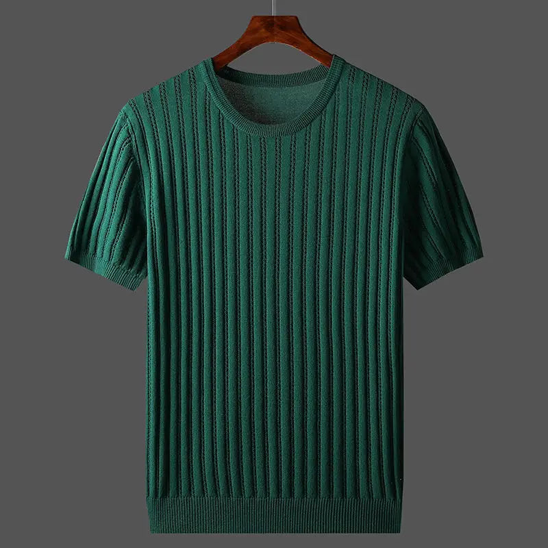 Ribbet T-shirt med korte ærmer til mænd