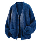 Kardigan Dzianinowy z Dekoltem V i Guzikami Męski
