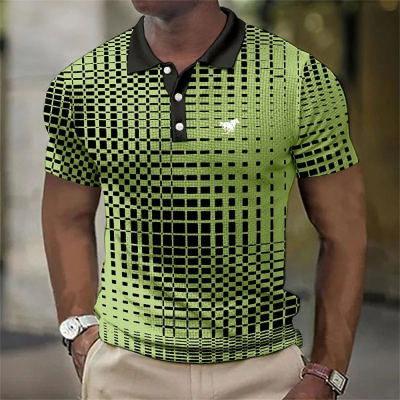 Geometrické pánské polo tričko