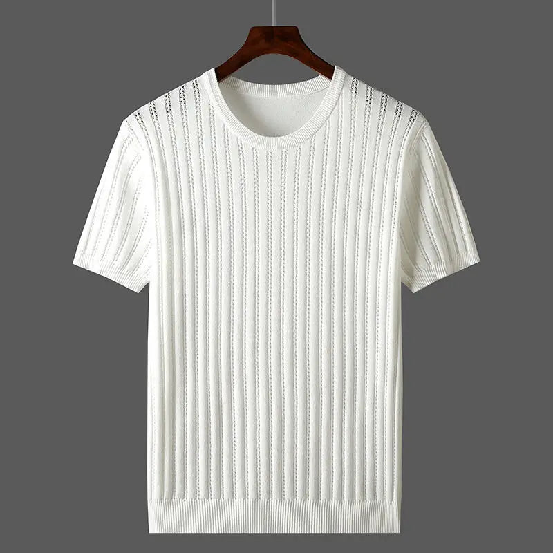 Ribbet T-shirt med korte ærmer til mænd