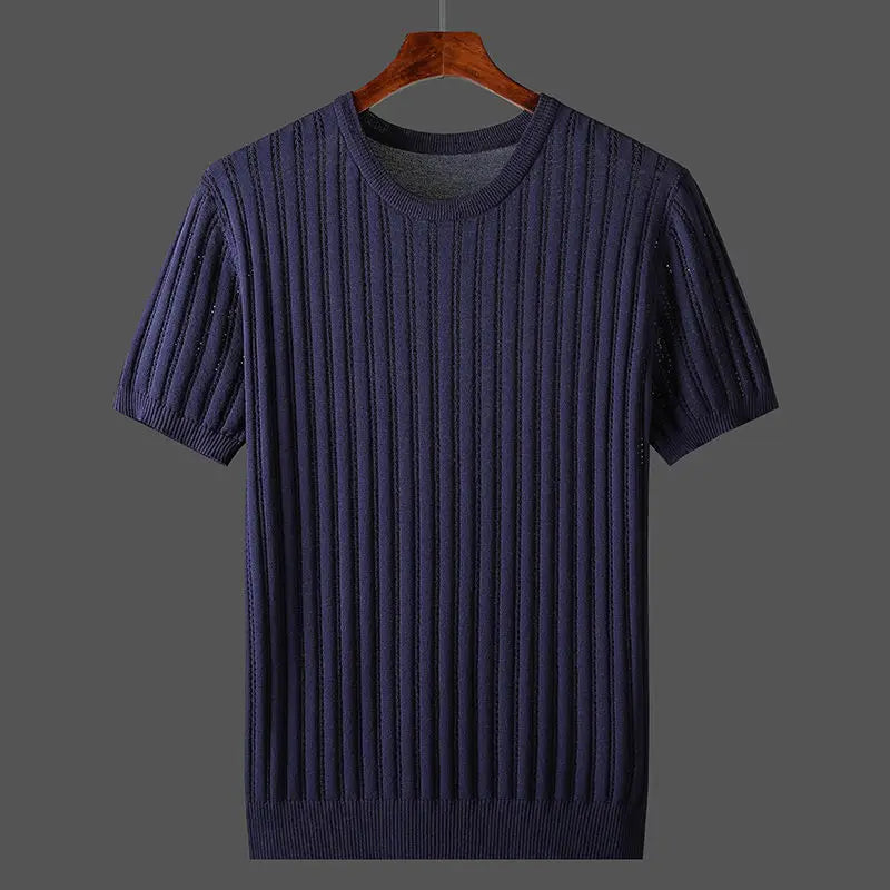 Ribbet T-shirt med korte ærmer til mænd
