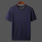Ribbet T-shirt med korte ærmer til mænd