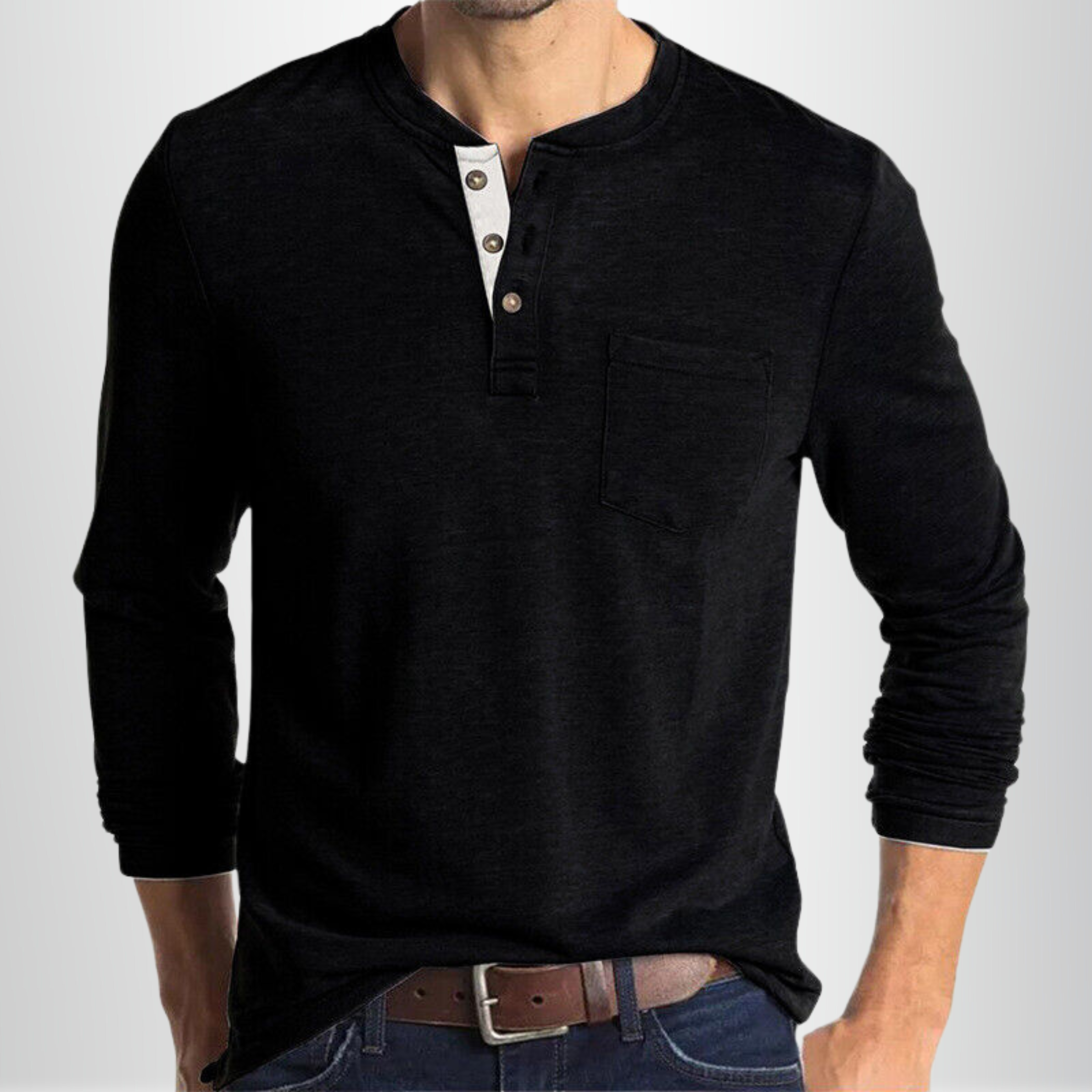 Férfi casual henley póló
