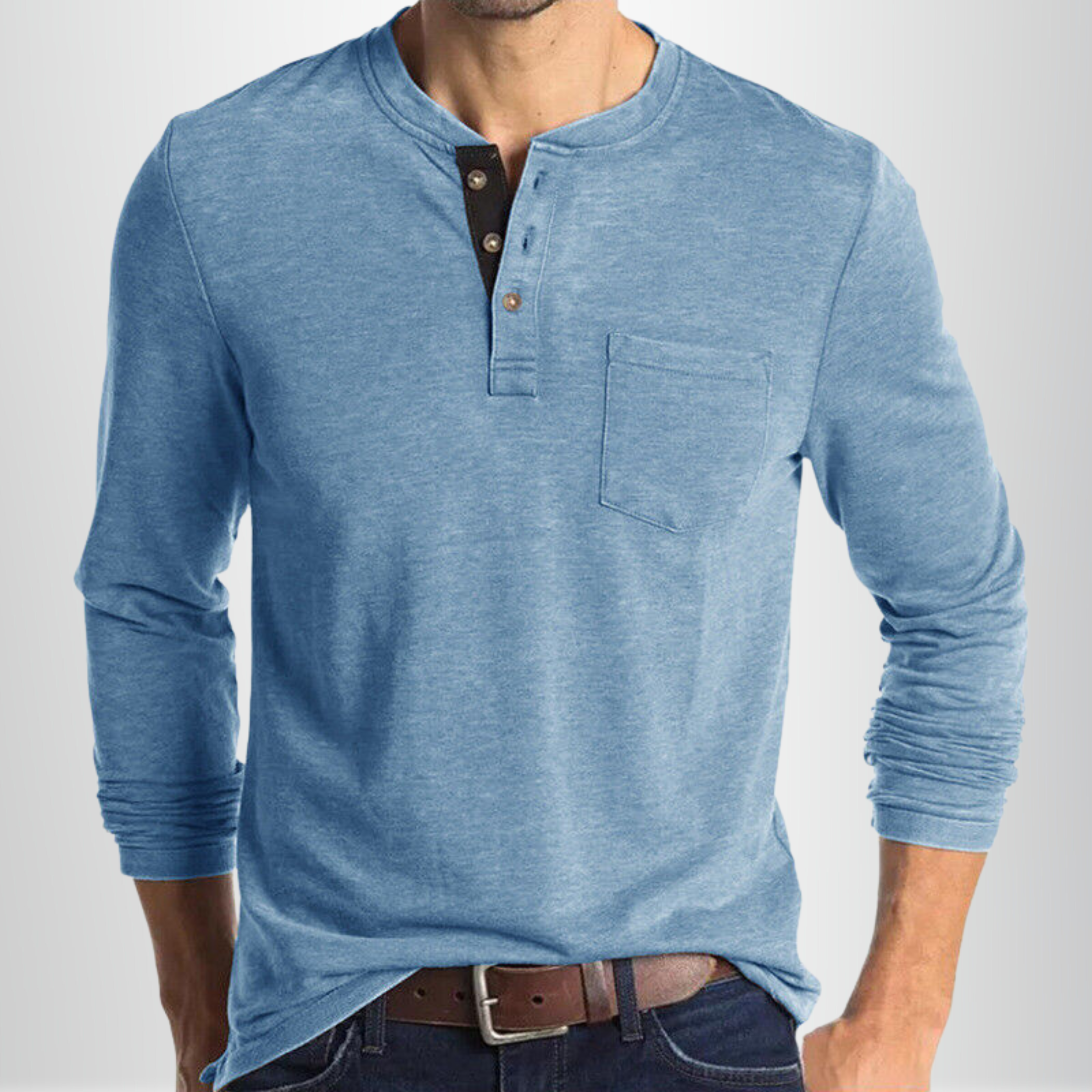 Férfi casual henley póló