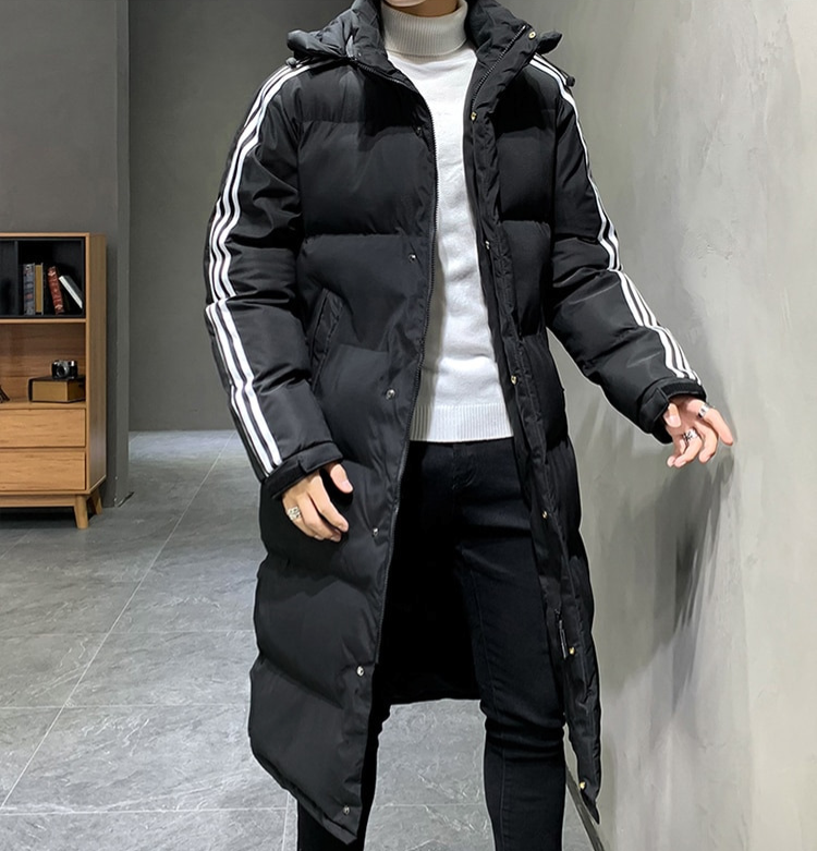 Długa Kurtka Zimowa Z Kapturem Męska
