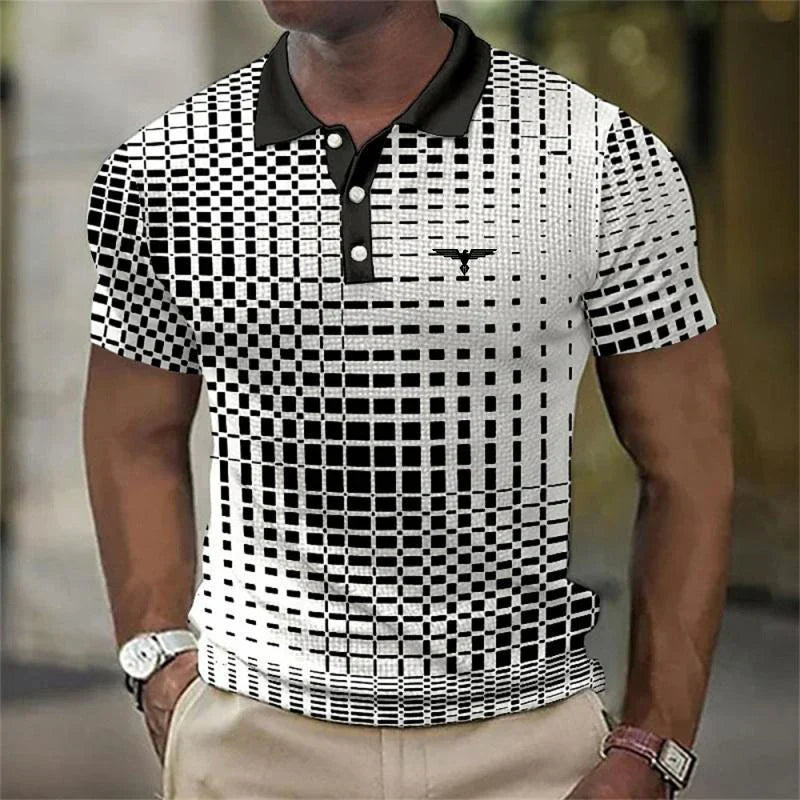 Geometrické pánské polo tričko
