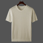 Ribbet T-shirt med korte ærmer til mænd