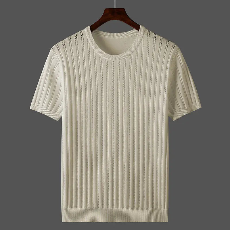 Ribbet T-shirt med korte ærmer til mænd