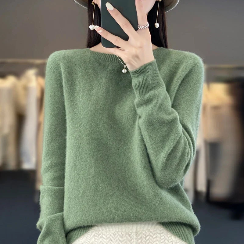 Sweter z Okrągłym Dekoltem Damski