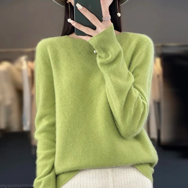 Sweter z Okrągłym Dekoltem Damski