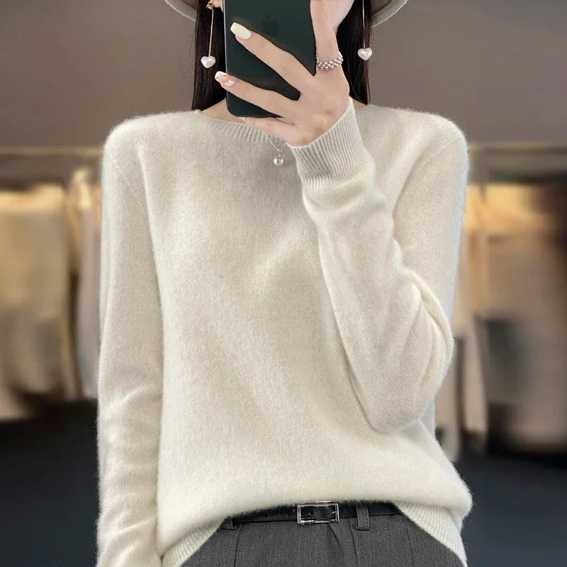 Sweter z Okrągłym Dekoltem Damski