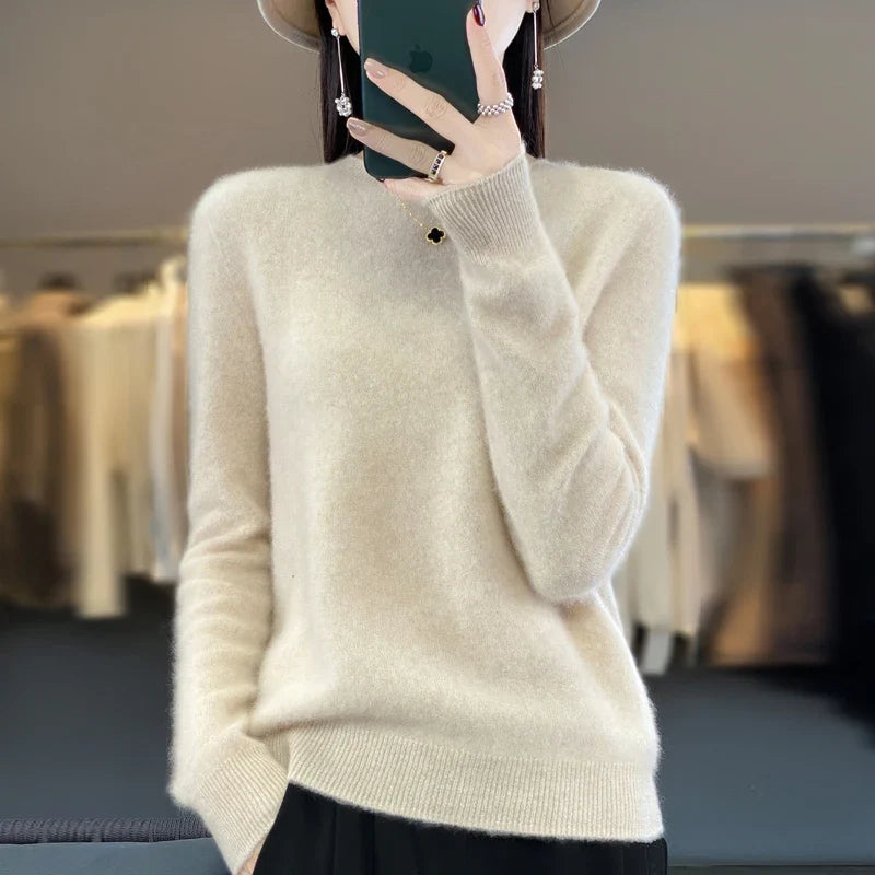 Sweter z Okrągłym Dekoltem Damski