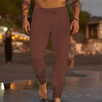 Lniane Spodnie Jogger Męskie