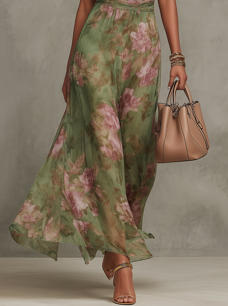 Kwiecista Sukienka Maxi Halter Damska