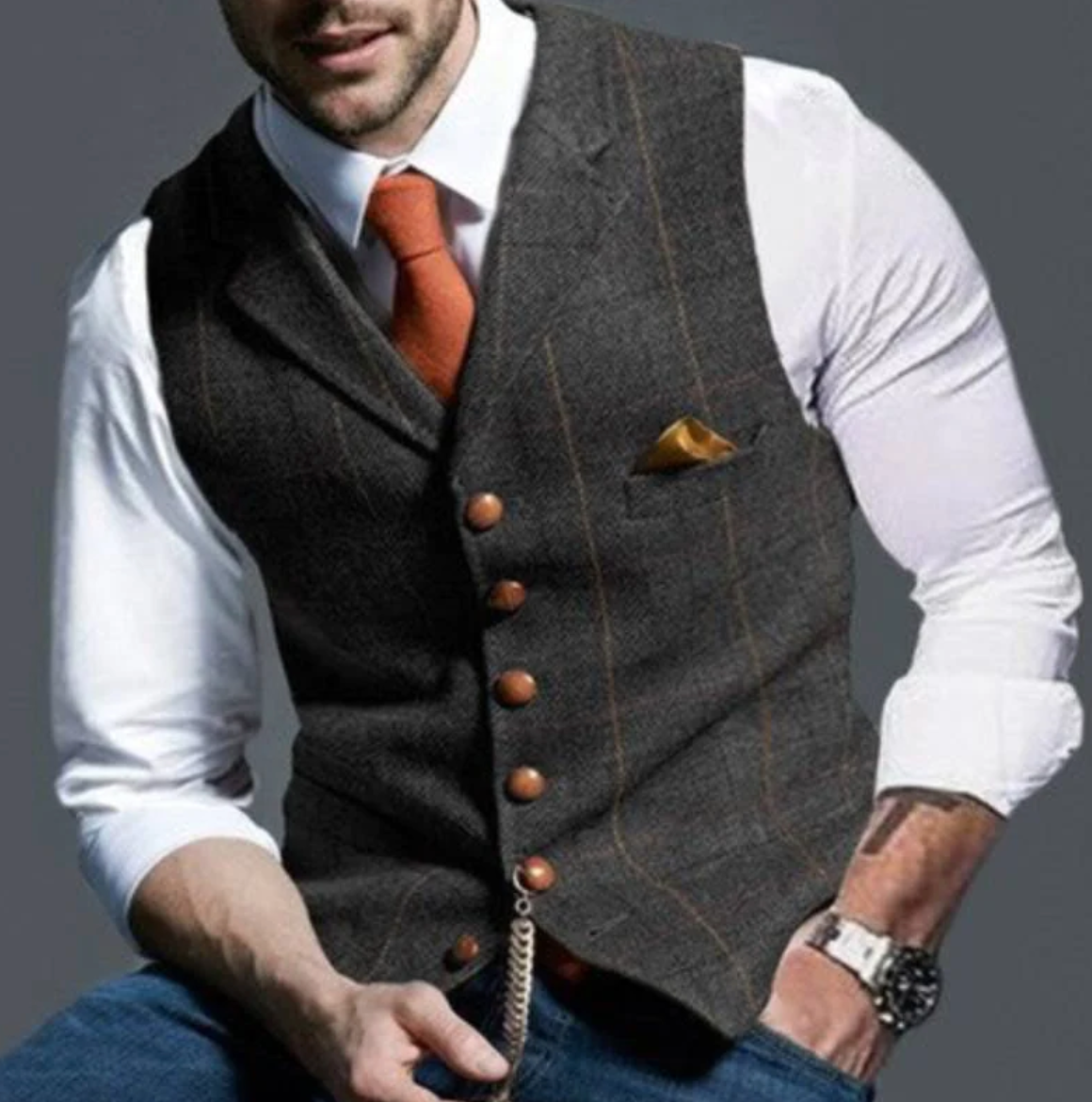 Kamizelka Elegancka Guziki Męskie