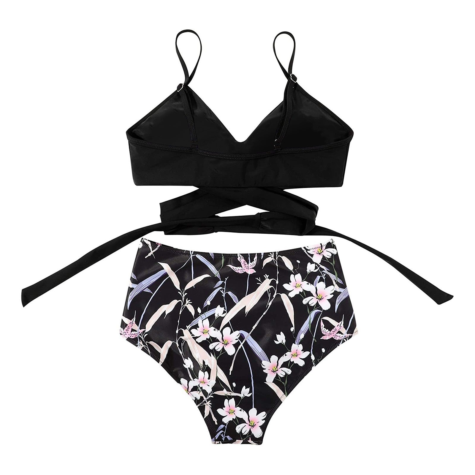 Bikini z Wysokim Stanem i Kwiatowym Dołem Damskie