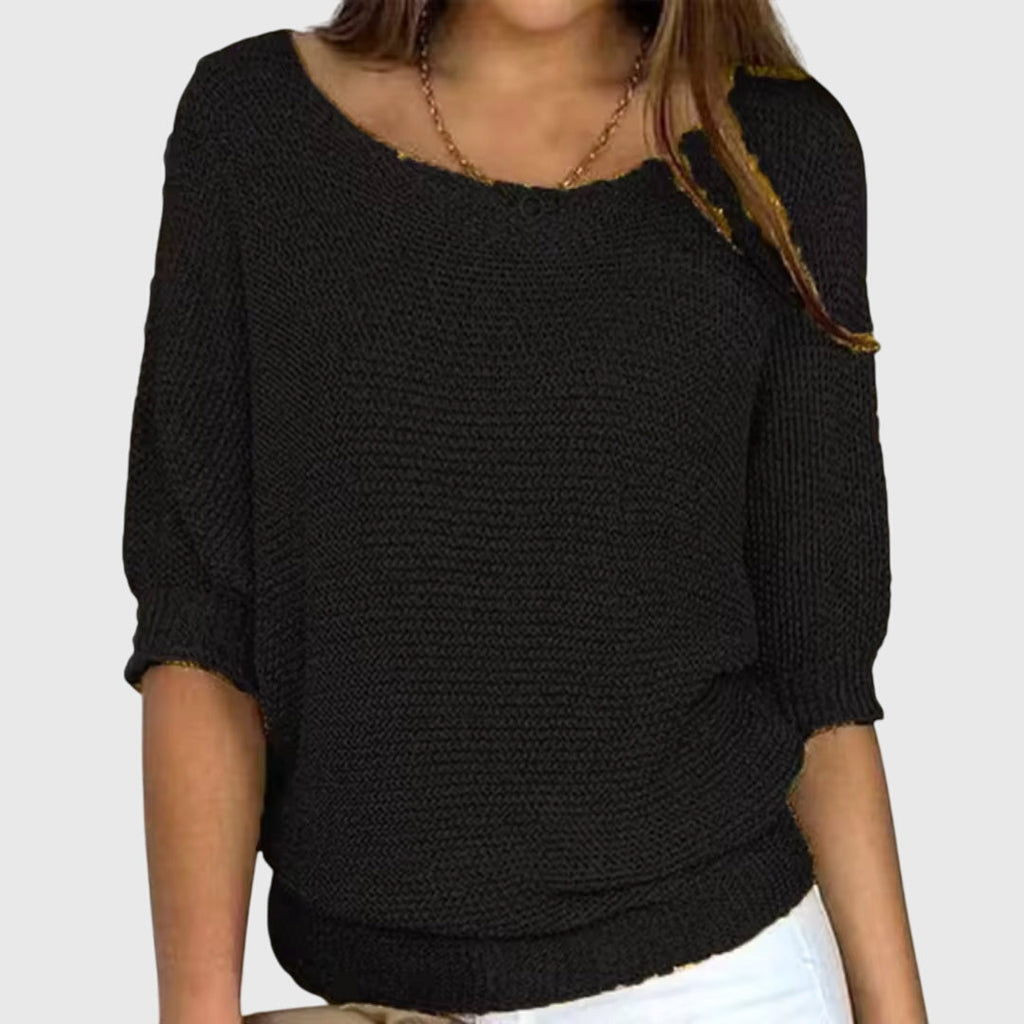 Luźny Sweter z Rękawem 3/4 Damski