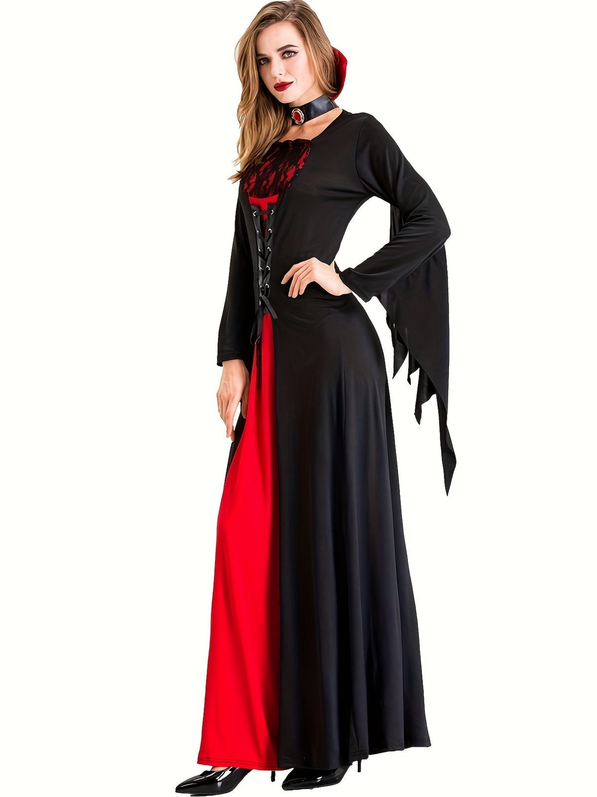 Kostium Wampirzycy Halloween Długa Suknia Damski