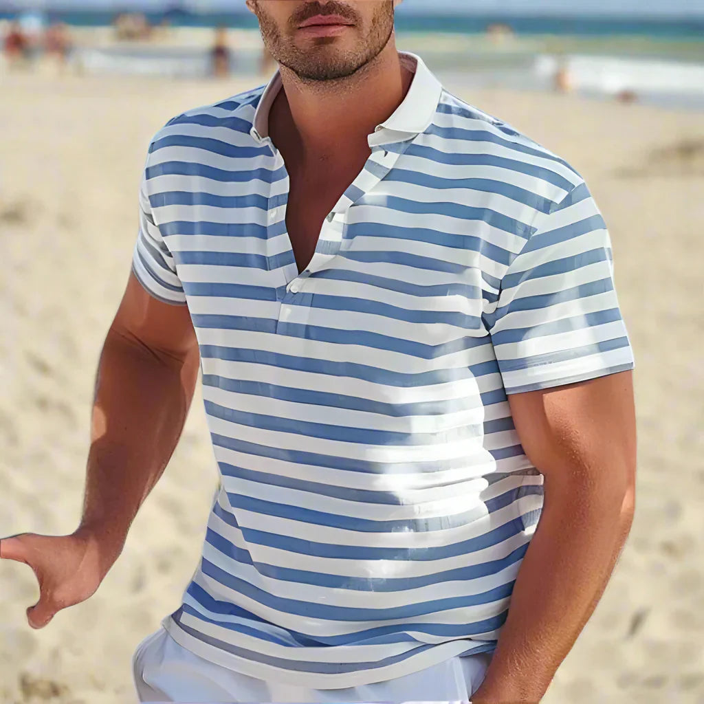 Koszulka Polo W Paski Casual Męska