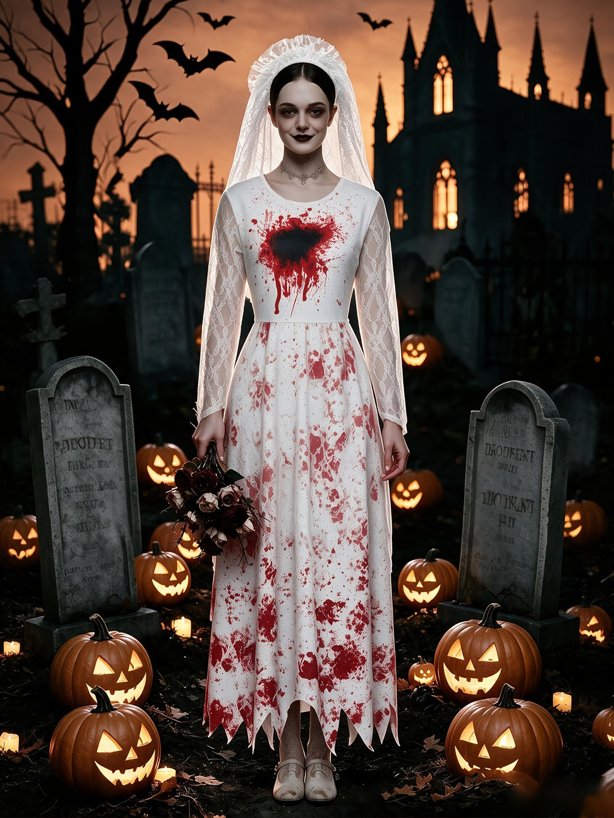 Kostium Halloween Upiornej Panny Młodej Damski