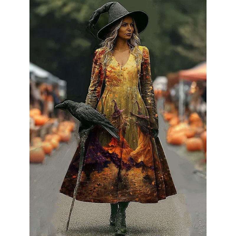Dámské šaty na Halloween s motivem čarodějnice