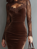 Dámské vypasované midi šaty s krajkou