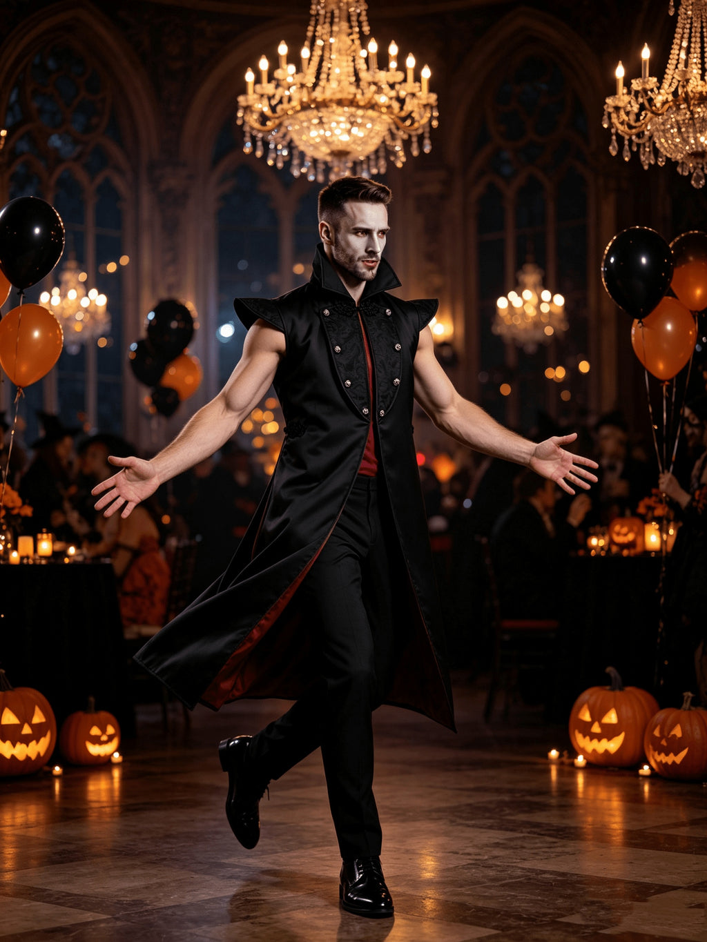 Kostium Wampira Halloween z Wysokim Kołnierzem Męski