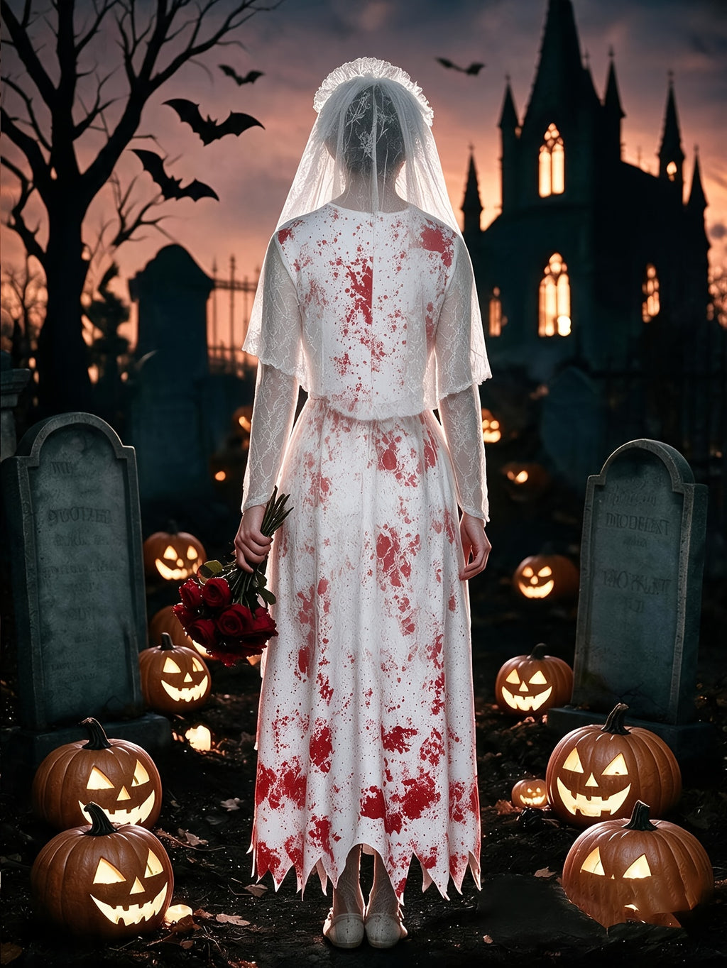 Kostium Halloween Upiornej Panny Młodej Damski