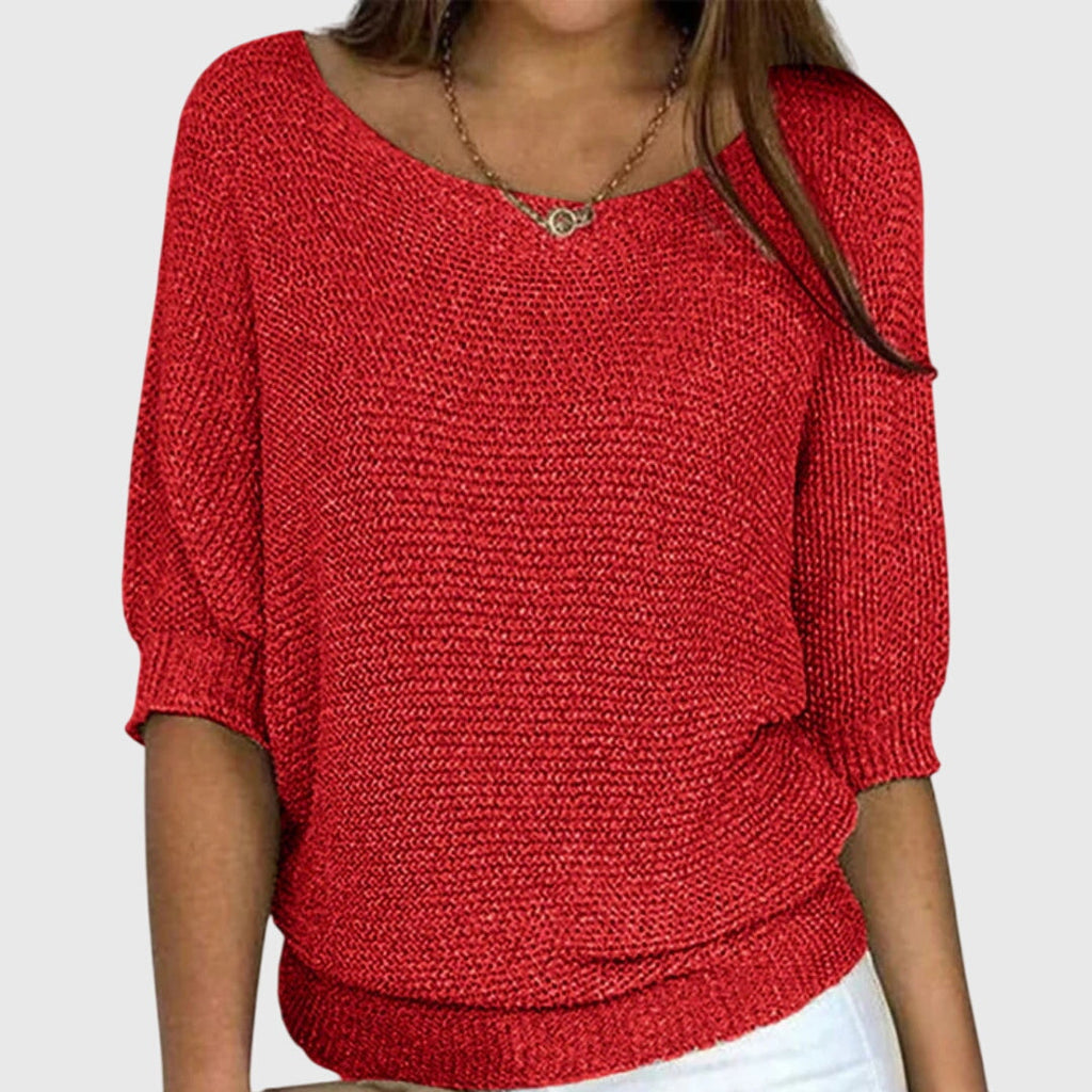 Luźny Sweter z Rękawem 3/4 Damski
