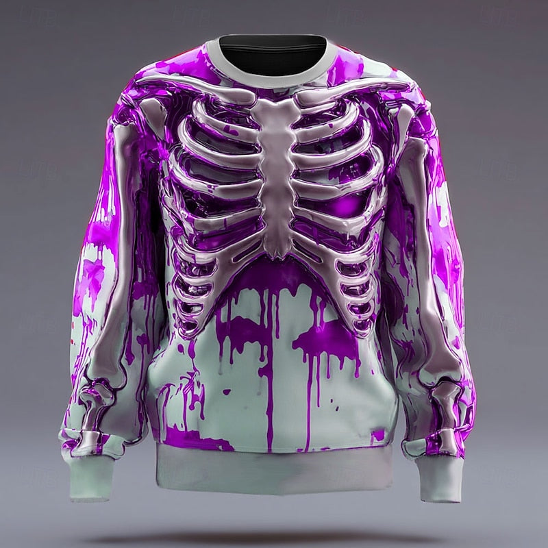 Mænds Halloween-hættetrøje med skeletmotiv