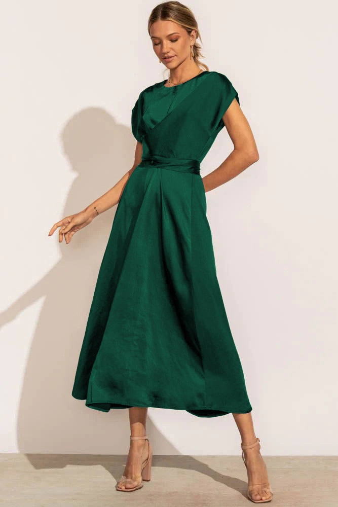 Drapowana Sukienka Midi Damska