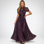 Elegancka Sukienka Maxi Plisowana z Koronką Damska