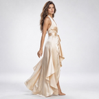 Elegancka Sukienka Midi z Dekoltem Halter Damska