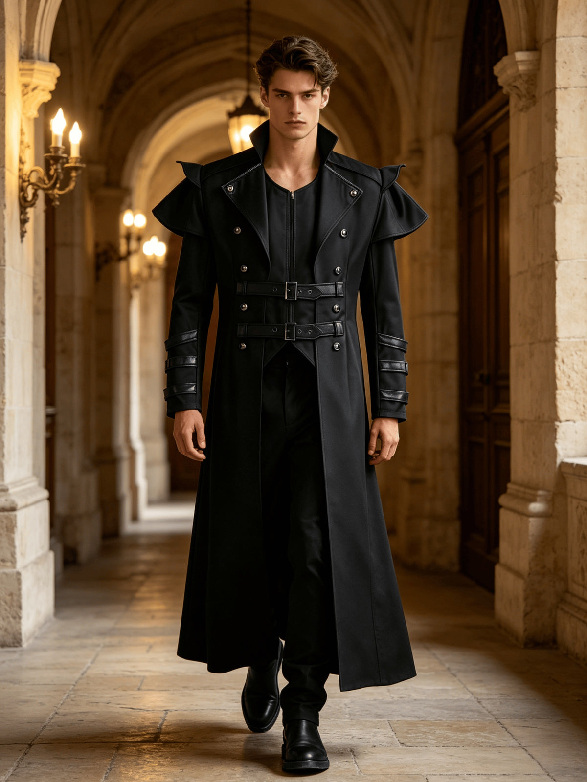 Men's Steampunk Halloween Jacket with Collar