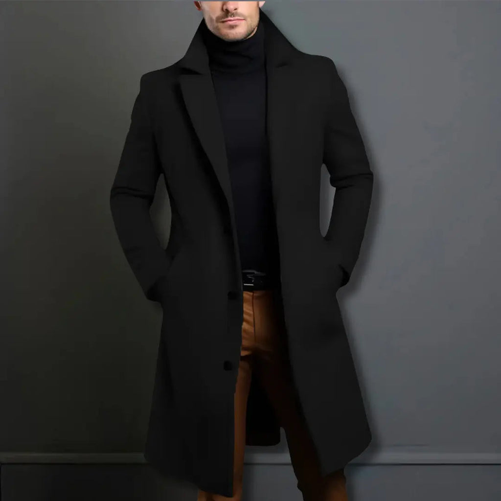 Płaszcz Elegancki Długi Z Klapami Męski