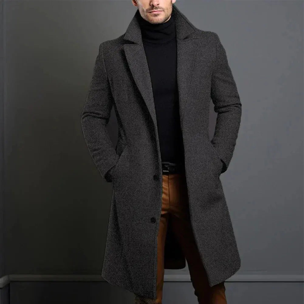 Płaszcz Elegancki Długi Z Klapami Męski
